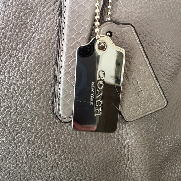 Coach Morgan Satchel/Shoulder Bag In Taupe Pebble Grain Leather With Exotic Trim - Picture 2 of 16